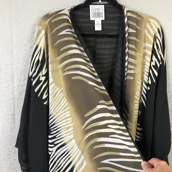 Very Vollbracht Kimono Jacket Womens Missy Black Zebra Sheer Open Front MV50747 - Picture 16 of 16